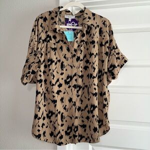 Hayden Women’s Dolman Sleeves Oversized Blouse Top Shirt Leopard Print M New